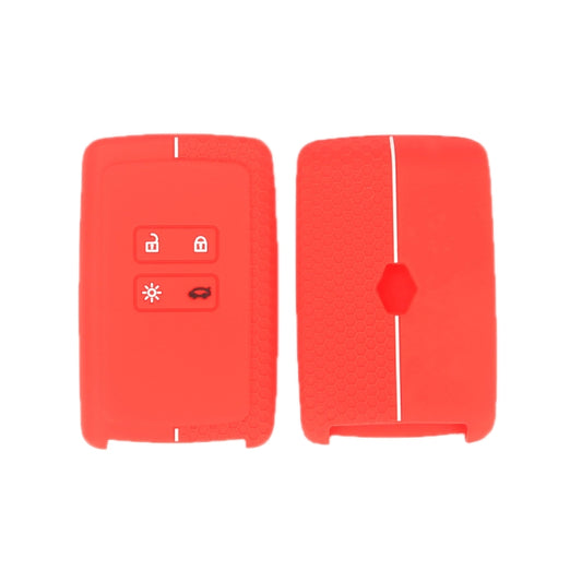 For Renault Koleos/Megane 2pcs 4 Button Honeycomb Pattern Silicone Key Cover(Red White Line) - Car Key Cases by buy2fix | Online Shopping UK | buy2fix