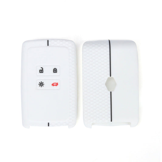 For Renault Koleos/Megane 2pcs 4 Button Honeycomb Pattern Silicone Key Cover(White Black Line) - Car Key Cases by buy2fix | Online Shopping UK | buy2fix