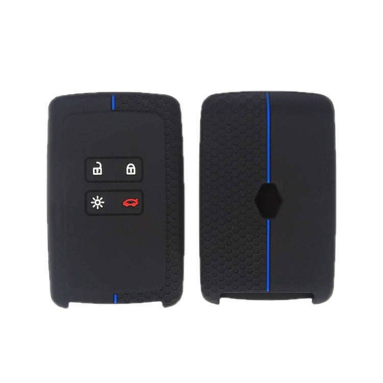 For Renault Koleos/Megane 2pcs 4 Button Honeycomb Pattern Silicone Key Cover(Black Blue Line) by buy2fix