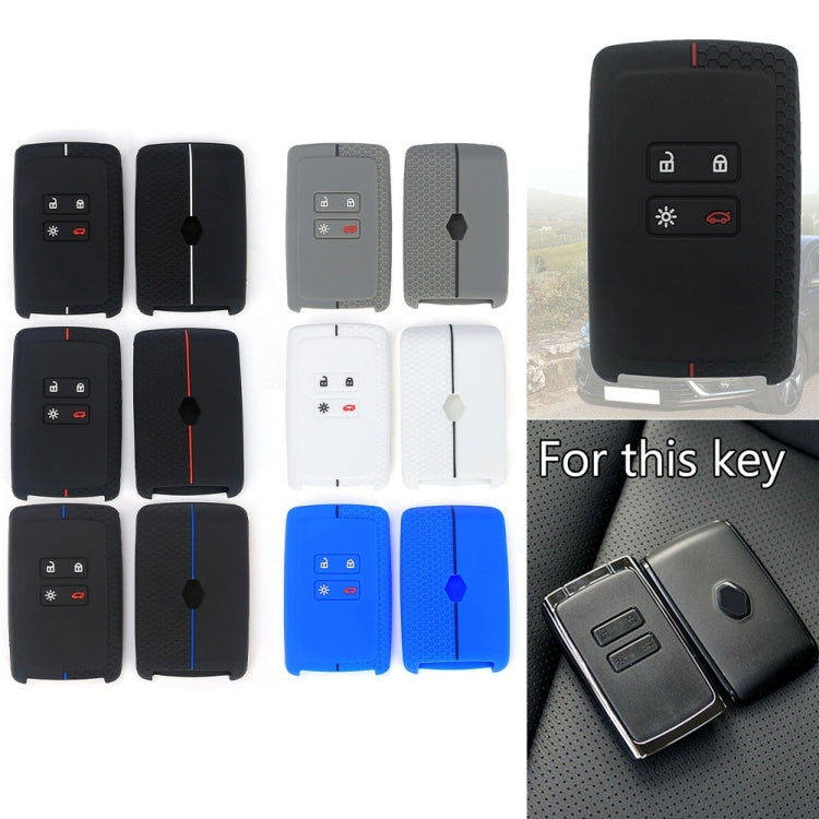 For Renault Koleos/Megane 2pcs 4 Button Honeycomb Pattern Silicone Key Cover(Black Blue Line) by buy2fix