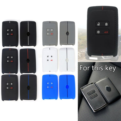 For Renault Koleos/Megane 2pcs 4 Button Honeycomb Pattern Silicone Key Cover(Black Blue Line) by buy2fix