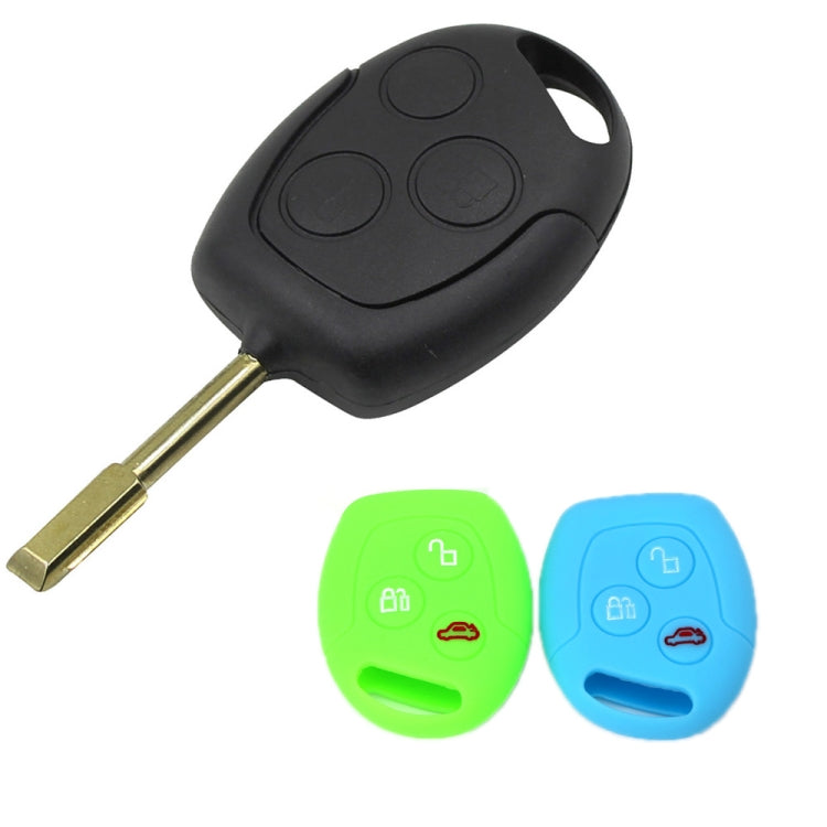 For Ford Transit/Focus 2pcs 3-Button Silicone Key Protector(Rose Red) by buy2fix
