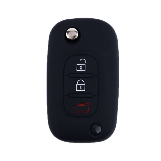 For Mercedes-Benz Smart Folding 2pcs 3 Button Silicone Key Case(Black) - Car Key Cases by buy2fix | Online Shopping UK | buy2fix