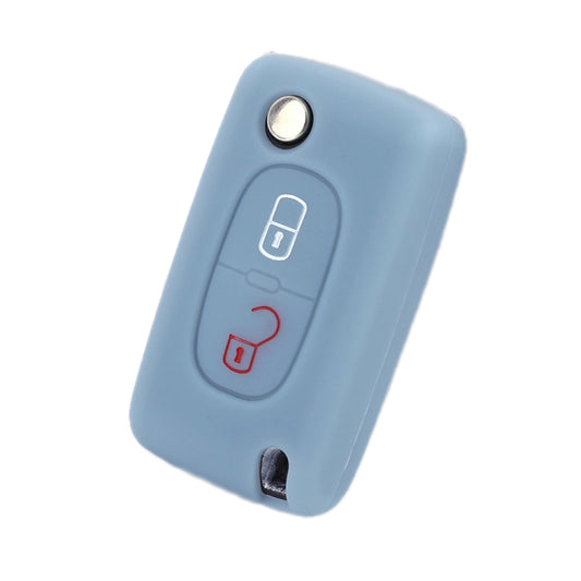 2pcs Car Key Cover for Peugeot 206/207/4008/3008 Citroen Sega/Triumph/C5(Blue Gray) by buy2fix