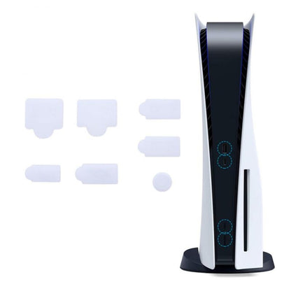 For PS5 2sets 7pcs/Set Dust Plug Silicone Dust Protector Anti-Dust Cover(White) by buy2fix