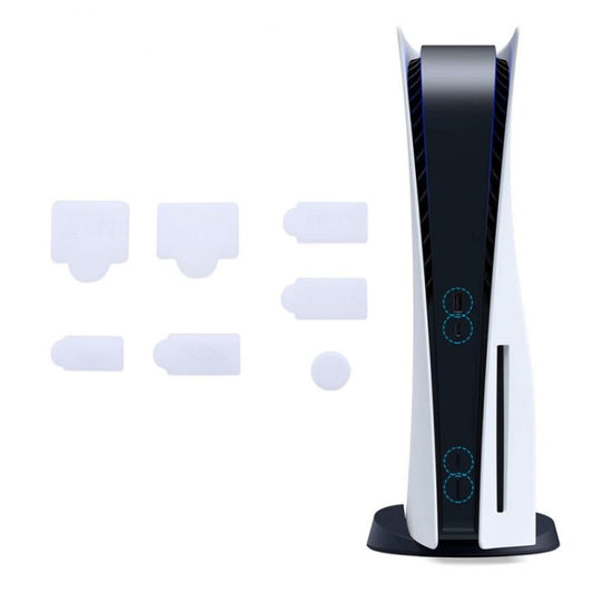For PS5 2sets 7pcs/Set Dust Plug Silicone Dust Protector Anti-Dust Cover(White) by buy2fix