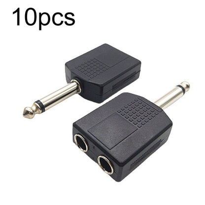 10pcs 6.5mm Male Mono To Dual 6.5mm Female Audio Conversion Connector(Black) by buy2fix