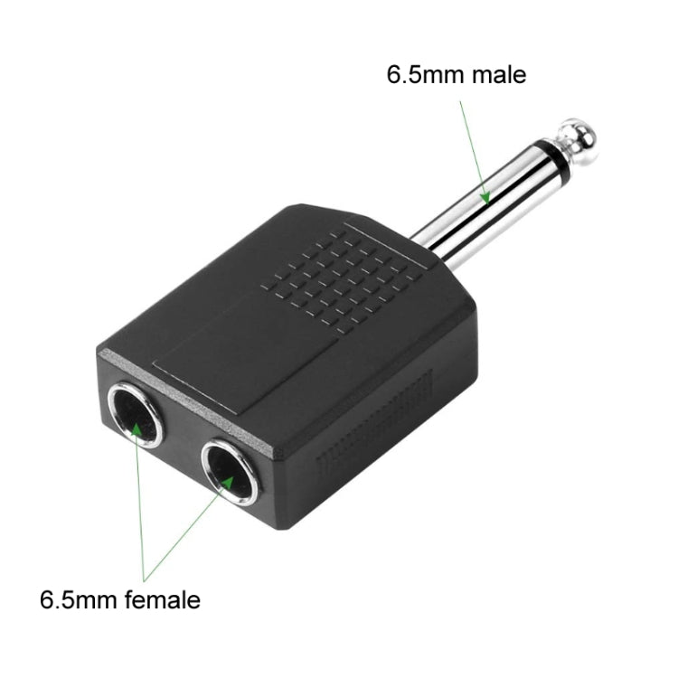 10pcs 6.5mm Male Mono To Dual 6.5mm Female Audio Conversion Connector(Black) by buy2fix