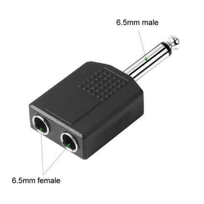 10pcs 6.5mm Male Mono To Dual 6.5mm Female Audio Conversion Connector(Black) by buy2fix
