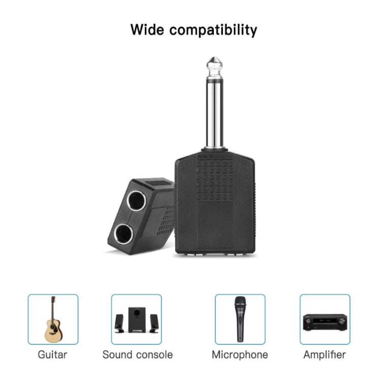 10pcs 6.5mm Male Mono To Dual 6.5mm Female Audio Conversion Connector(Black) by buy2fix