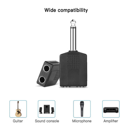 10pcs 6.5mm Male Mono To Dual 6.5mm Female Audio Conversion Connector(Black) by buy2fix