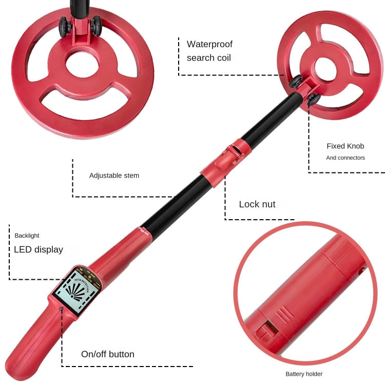 Goint MD3006 Metal Detector Outdoor Treasure Hunter Toys Children Science Detector(Red) - Metal Detector by Goint | Online Shopping UK | buy2fix