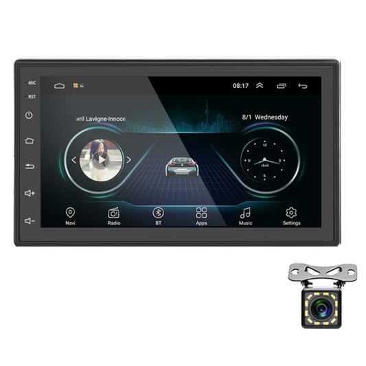 A2222KT 7 Inch Android Navigation WiFi Version 1+32G GPS Bluetooth 2.5D Screen Car Central Control MP5 Player, Style: Standard+12Lights Camera - Car MP3 & MP4 & MP5 by buy2fix | Online Shopping UK | buy2fix