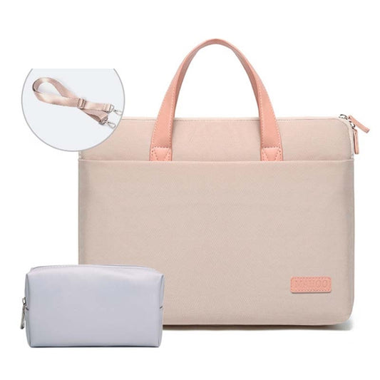 For MacBook 13.3-14 Inches MAHOO 10188 Ultra-Thin Hand Computer Bag Messenger Laptop Bag, Color: Khaki+Gray PU Power Bag by buy2fix