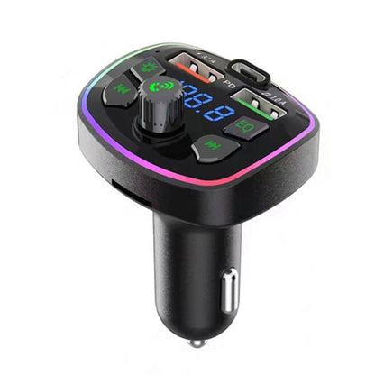 Q7 3.1A USB+PD Bluetooth Car Charger Car FM Transmitter Colorful Lighting by buy2fix