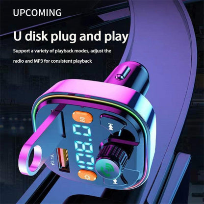 Q7 3.1A USB+PD Bluetooth Car Charger Car FM Transmitter Colorful Lighting by buy2fix