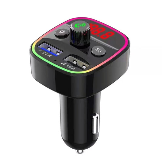 Q3 3.1A USB+PD Bluetooth Car Charger Car FM Transmitter Colorful Lighting by buy2fix
