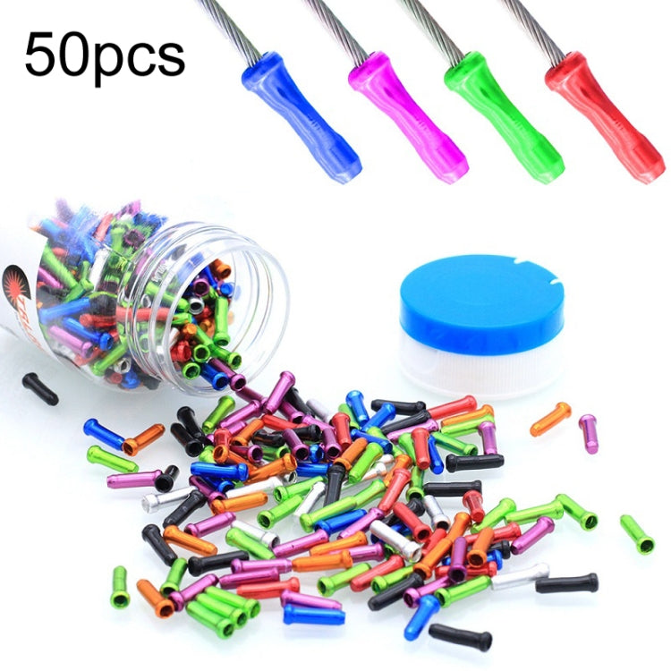 50pcs Mountain Road Bicycle Aluminum Alloy Brake Shifting Cable Core Cap(Random Color Delivery) by buy2fix