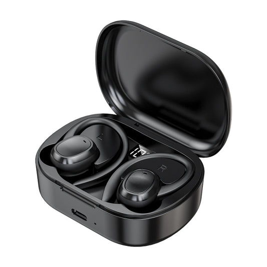 S260 Hanging Ear With Charging Bin Digital Display Stereo Bluetooth Earphones(Black) by buy2fix