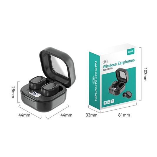 With Charging Bin Stereo Wireless Bluetooth Earphones, Style: BY18 Digital Display White by buy2fix