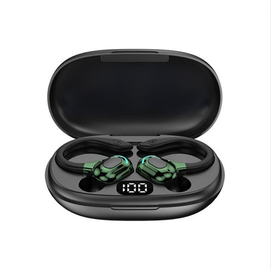 F8 Hanging Ear Stereo Wireless Bluetooth Earphones With Charging Bin(Green Double Ear)