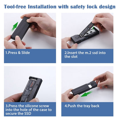 M.2 NVME SATA SSD Enclosure Adapter With 4 In 1 Hub USB 3.2 Gen 2 10Gbps HDD Adapter Support SD/TF Card Read(Black) - HDD Enclosure by buy2fix | Online Shopping UK | buy2fix