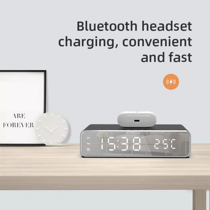 W258 With Clock / Temperature Display Desktop Phone / Earphone Wireless Charging(5W Silver) by buy2fix
