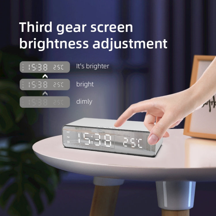 W258 With Clock / Temperature Display Desktop Phone / Earphone Wireless Charging(5W Silver) by buy2fix