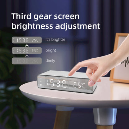 W258 With Clock / Temperature Display Desktop Phone / Earphone Wireless Charging(5W Silver) by buy2fix