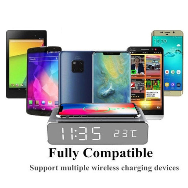 W258 With Clock / Temperature Display Desktop Phone / Earphone Wireless Charging(5W Silver) by buy2fix