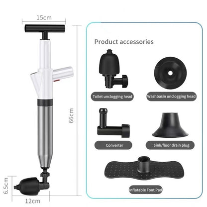 Toilet Pipe Dredger Toilet Sewer Floor Drain Clogged Household High Pressure Pneumatic Tool(Gray) - Handheld Cleaner & Mops by buy2fix | Online Shopping UK | buy2fix