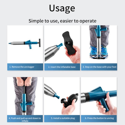 Toilet Pipe Dredger Toilet Sewer Floor Drain Clogged Household High Pressure Pneumatic Tool(Gray) - Handheld Cleaner & Mops by buy2fix | Online Shopping UK | buy2fix