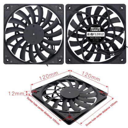 FANNER Ice Soul F12012 Desktop Chassis Ultra-thin 4pin Cooling Fan Intelligent PWM Speed Regulation(Black) by buy2fix
