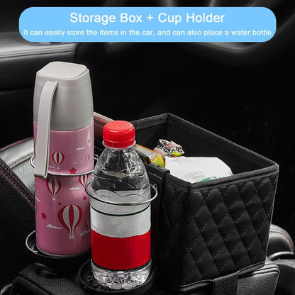 Car Armrest Box Folding Storage Box Multifunctional Water Cup Holder(Leather Beige) by buy2fix