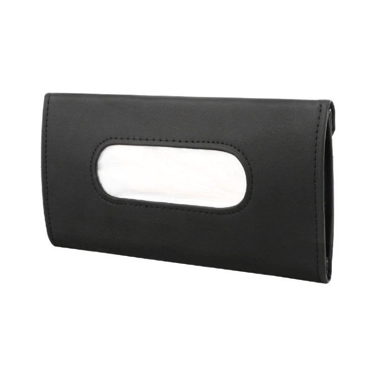 Car Sun Visor Tissue Holder Leather Hanging Storage Box(Black) by buy2fix