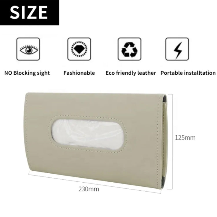 Car Sun Visor Tissue Holder Leather Hanging Storage Box(Beige) by buy2fix