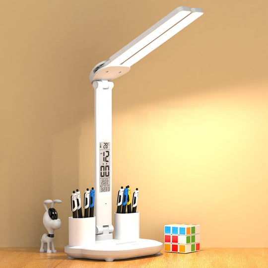 LED Intelligent Digital Display Foldable Desk Lamp, Style: Double Head Charging 2000mAh