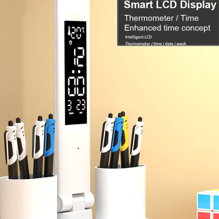 LED Intelligent Digital Display Foldable Desk Lamp, Style: Double Head Charging 2000mAh - Desk Lamps by buy2fix | Online Shopping UK | buy2fix