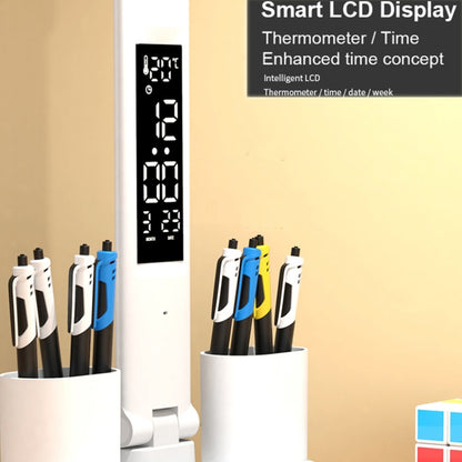 LED Intelligent Digital Display Foldable Desk Lamp, Style: Double Head Charging 2000mAh - Desk Lamps by buy2fix | Online Shopping UK | buy2fix