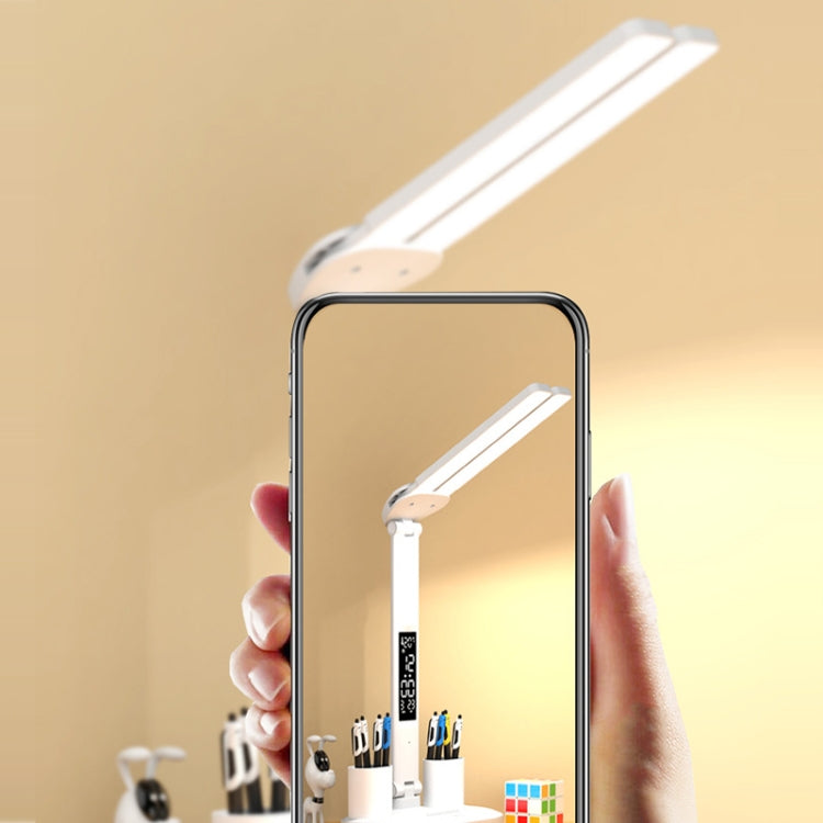 LED Intelligent Digital Display Foldable Desk Lamp, Style: Double Head Charging 2000mAh - Desk Lamps by buy2fix | Online Shopping UK | buy2fix