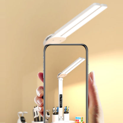 LED Intelligent Digital Display Foldable Desk Lamp, Style: Double Head Charging 2000mAh - Desk Lamps by buy2fix | Online Shopping UK | buy2fix