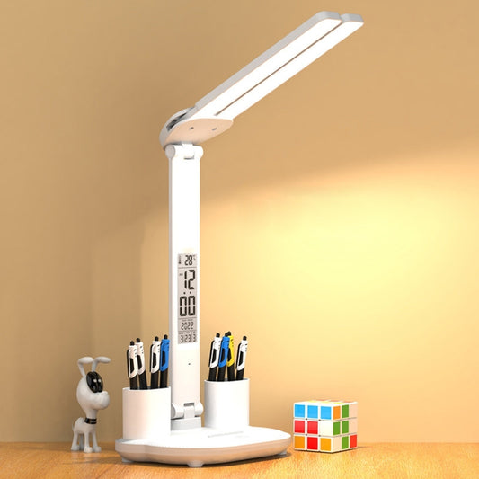 LED Intelligent Digital Display Foldable Desk Lamp, Style: Double Head Charging 3200mAh - Desk Lamps by buy2fix | Online Shopping UK | buy2fix