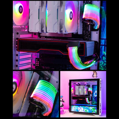 Double 8pin Graphics Card Power Supply Wire White 5V ARGB Neon Color Line - PCIE Cable by buy2fix | Online Shopping UK | buy2fix