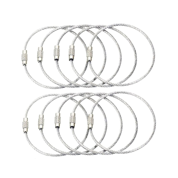 JJ11087 10pcs Stainless Steel Wire Ring Key Ring Wire Chain Key Chain by buy2fix
