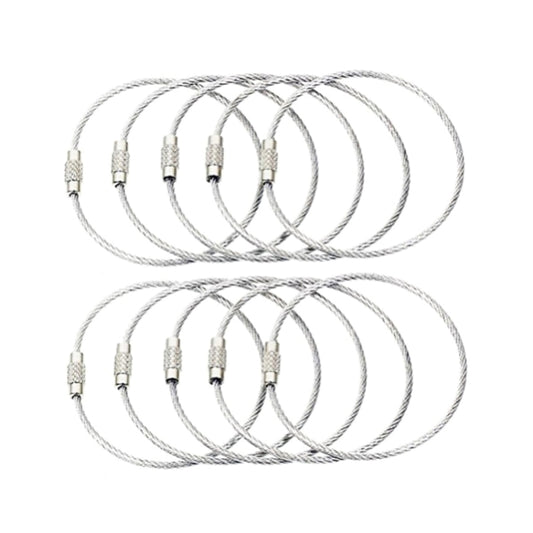 JJ11087 10pcs Stainless Steel Wire Ring Key Ring Wire Chain Key Chain by buy2fix