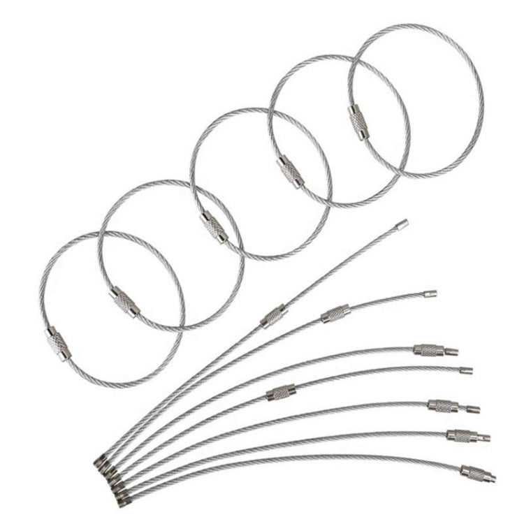 JJ11087 10pcs Stainless Steel Wire Ring Key Ring Wire Chain Key Chain by buy2fix