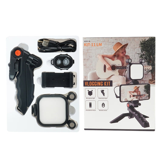 KIT-11LM Tripod Fill Light With Microphone Vlogging Kit For Live Phone Recording(Black) - Stand by buy2fix | Online Shopping UK | buy2fix