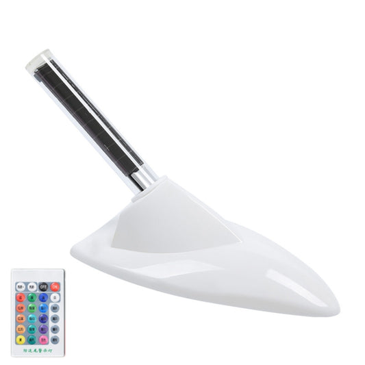 Car Solar Shark Fin With Antenna LED Warning Light, Specification: White with Remote Control by buy2fix