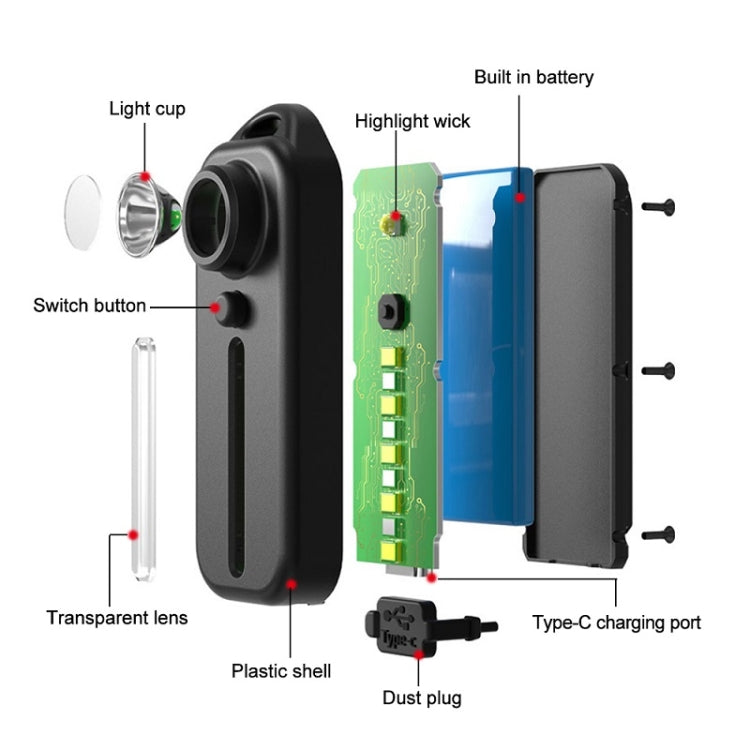 Bicycle Tail Light Type-C Rechargeable Outdoor Warning Light With Pen Clip(W677 Black Iron Box) by buy2fix