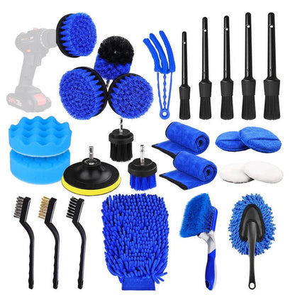 26pcs/set WRS-CS29 Car Wash Cleaning Brush Set Car Interior Crevice Cleaning Electric Drill Brush by buy2fix
